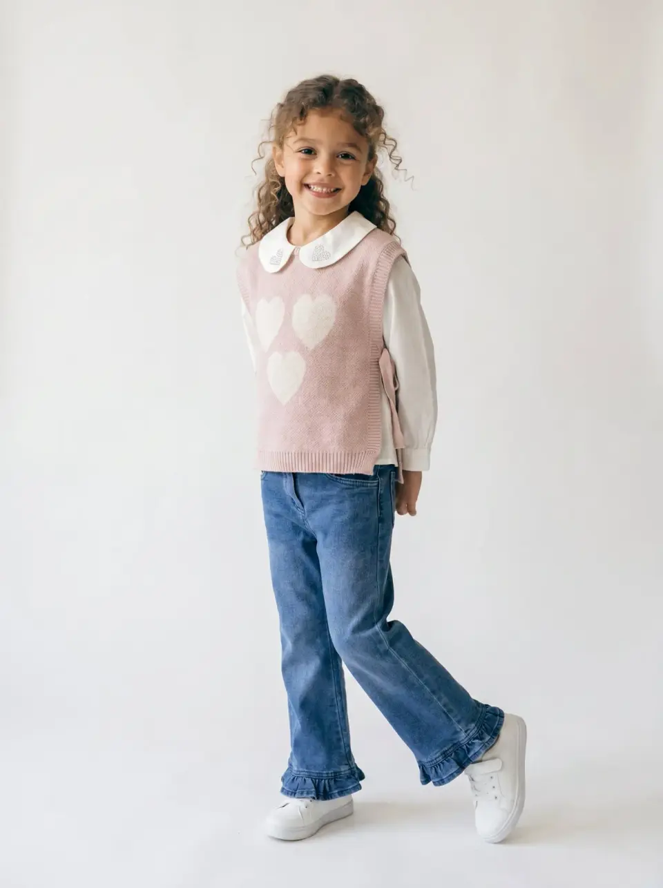 Heart Patterned Vest Set