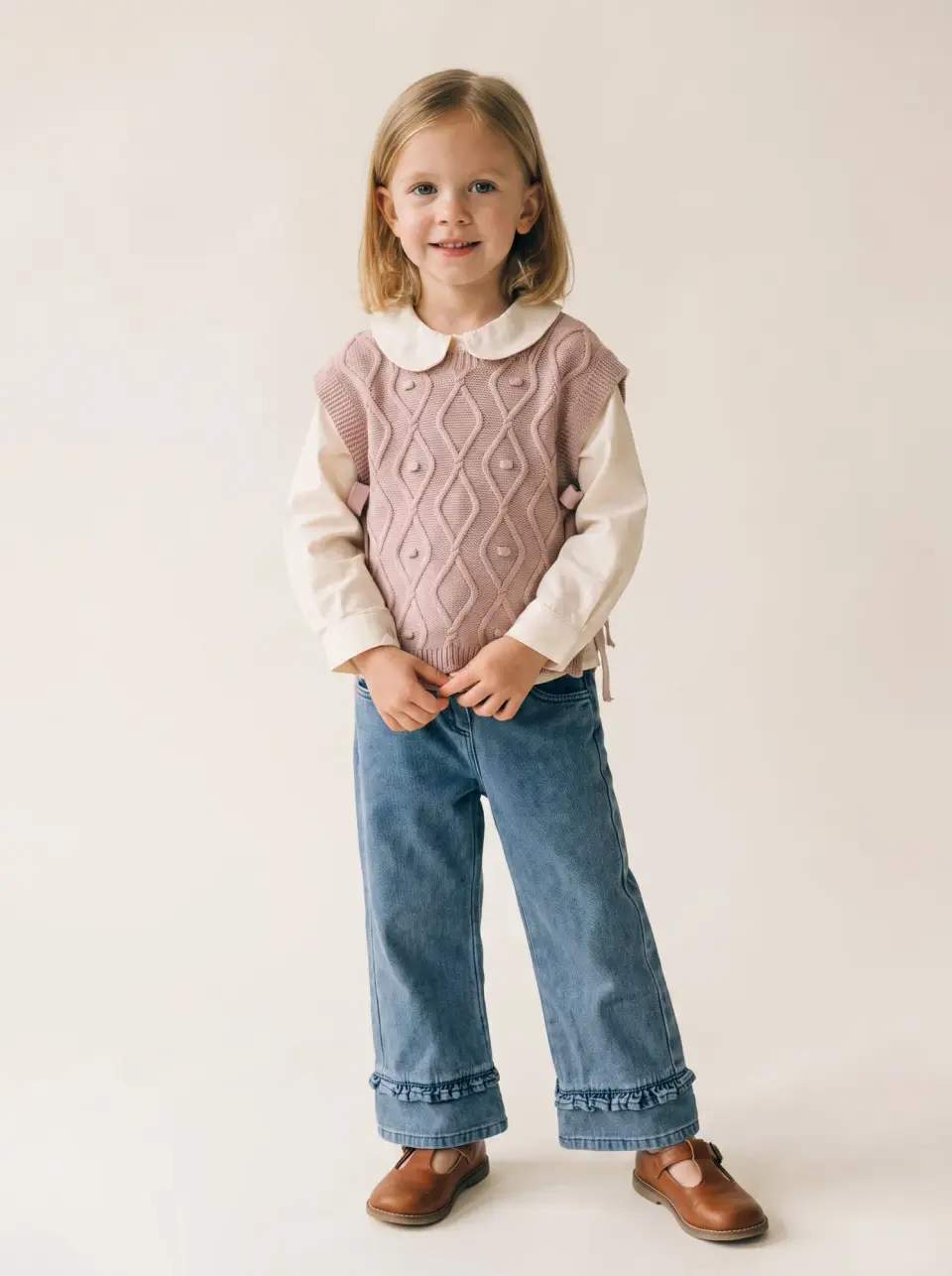 Diamond Patterned Vest Set