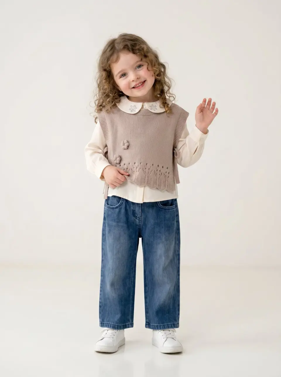 Perforated Vest Blouse Set