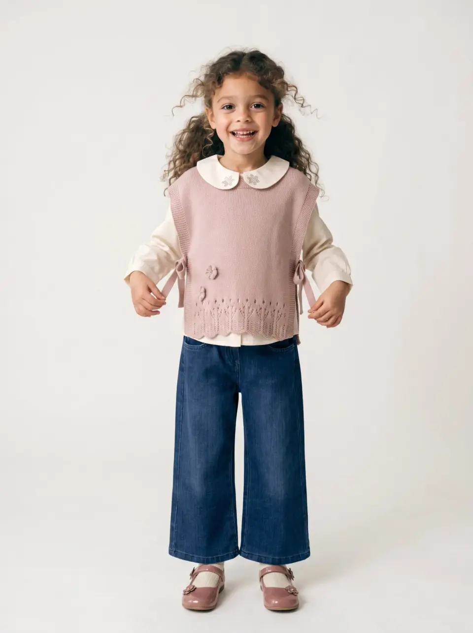 Pink Vest Blouse Set