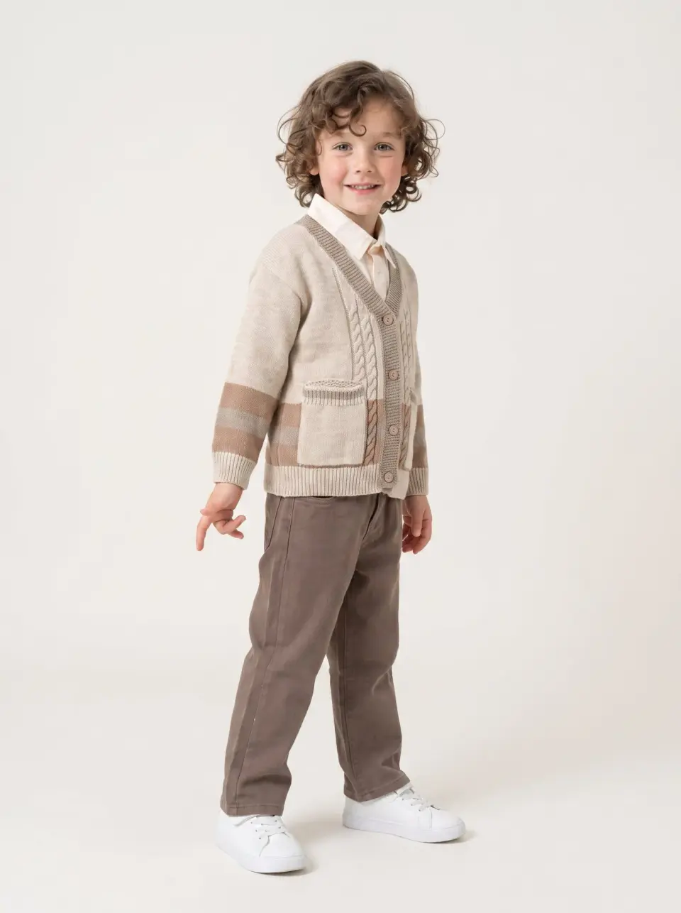 Color Block Cardigan Pants Set