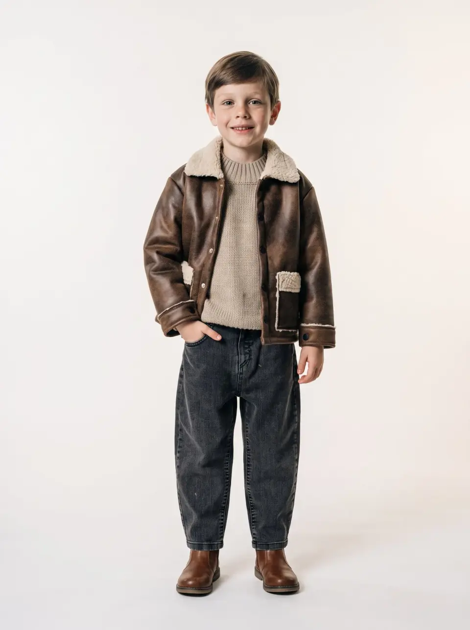 Leather Jacket Sweater Pants Set
