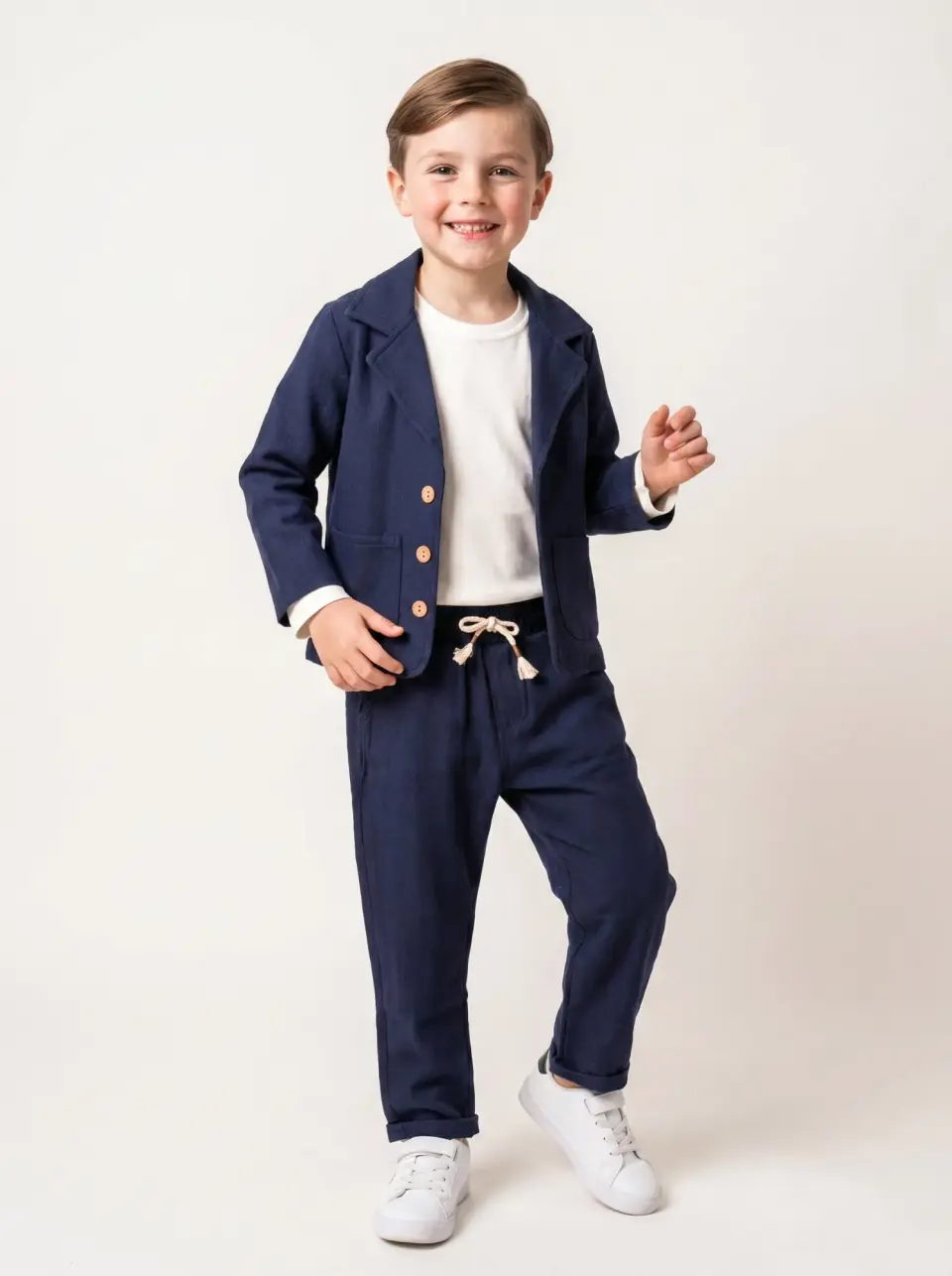 Navy Blue Blazer Pants Set, photo 1