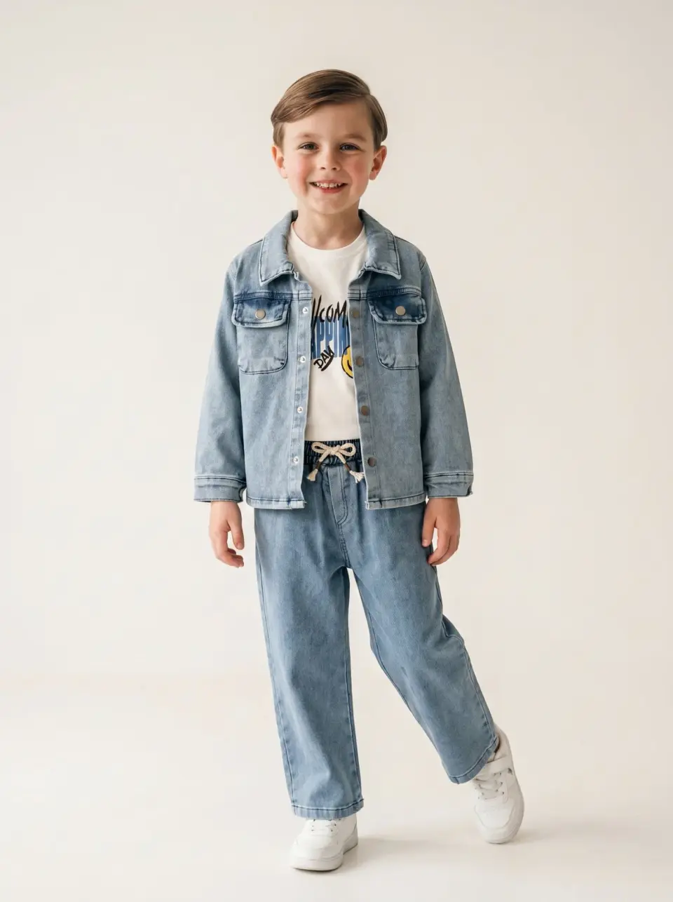 Denim Shirt Pants Set