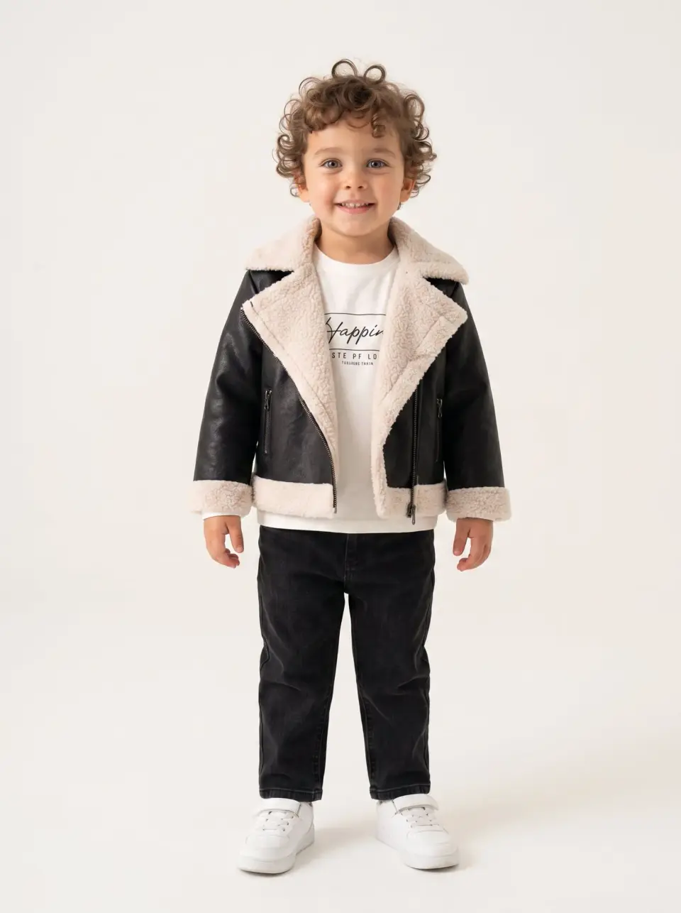 Sherpa Lined Leather Jacket Set